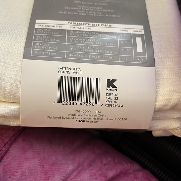 NWT tablecloth White 60x84 Essential home - Picture 3 of 4